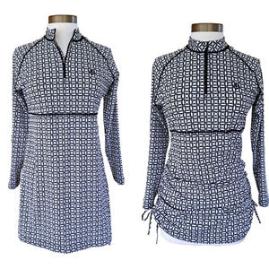 Coolibar UPF 50+ Lawai Ruched Side Tunic Mini Dress Coverup Medium Swim Shirt